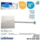 REGADERA TIPO LLUVIA 8" SATINADO CUADRADA GRIVEN
