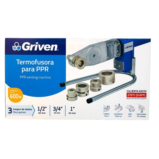 [12833] POLIFUSORA DE 1/2" A 1" PARA PPR 600W GRIVEN