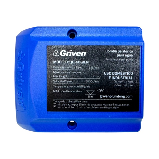 [13030] TAPA PARA BOMBA DE AGUA QB-60-VEN GRIVEN