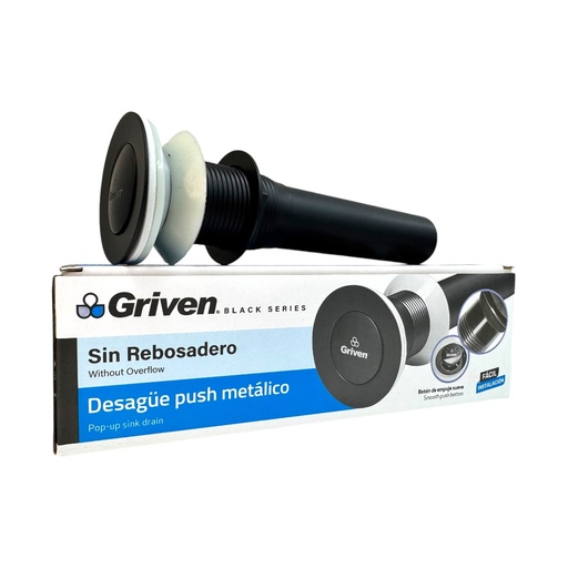 [13058] DESAGUE PUSH METALICO SIN REBOSADERO NEGRO MATE GRIVEN