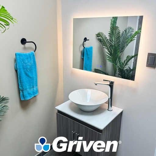 [13093] ESPEJO CUADRADO 80X60CM ANTI-HUMEDAD + LUZ LED GRIVEN