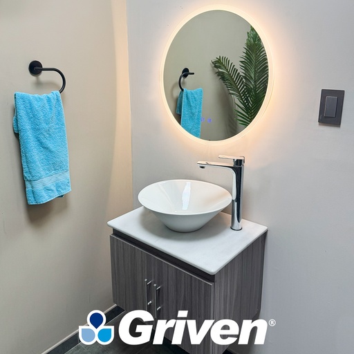 [13095] ESPEJO REDONDO 60CM ANTI-HUMEDAD + LUZ LED GRIVEN