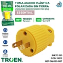 ENCHUFE PLASTICO POLARIZADO SIN TIERRA 125V 15A TROEN