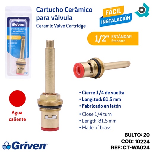 [10224] CARTUCHO CERAMICO 1/2" PARA LLAVE DE DUCHA GRIVEN