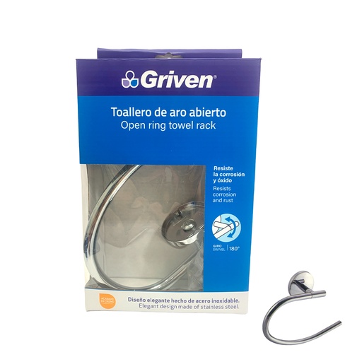[10380] TOALLERO DE MANO DE ARO ABIERTO CROMADO GRIVEN