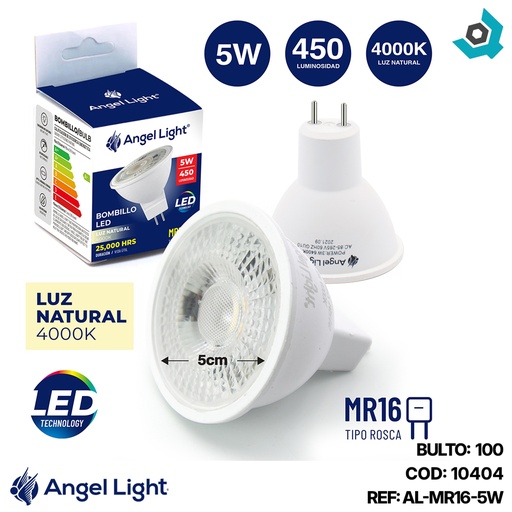 [10404] BOMBILLO LED DICROICO 5W MR16 4000K ANGEL LIGHT