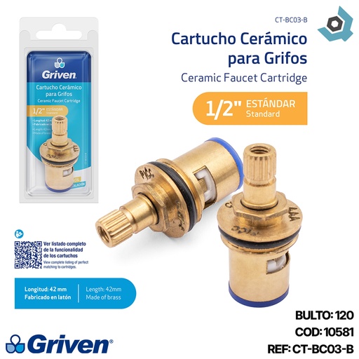 [10581] CARTUCHO MONOCONTROL 1/2" PARA GRIFERIAS GRIVEN