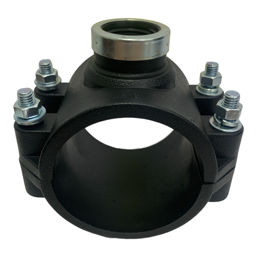 [10617] ABRAZADERA PARA RIEGO PP CON ROSCA 75MM X 3/4" TUBRICA