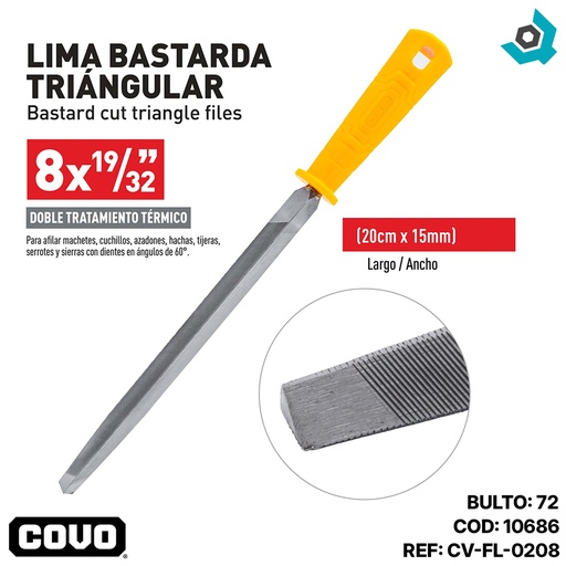 [10686] LIMA BASTARDA TRIANGULAR 8 X 19/32" COVO