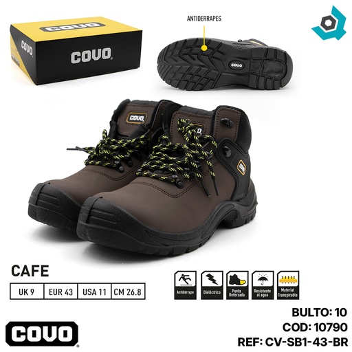 [10790] BOTAS DE SEGURIDAD MARRONES TALLA 43 COVO