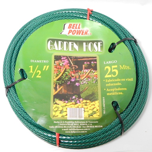 [7107] MANGUERA 1/2" X 25MTS C/ CONEXION BRONCE PTM04030