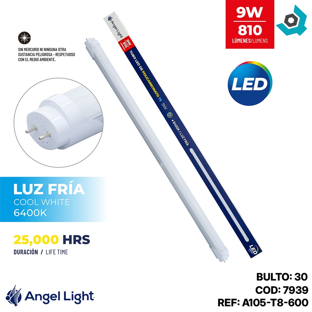 LAMPARA LED DE TUBO 9W 60CM ANGEL LIGHT
