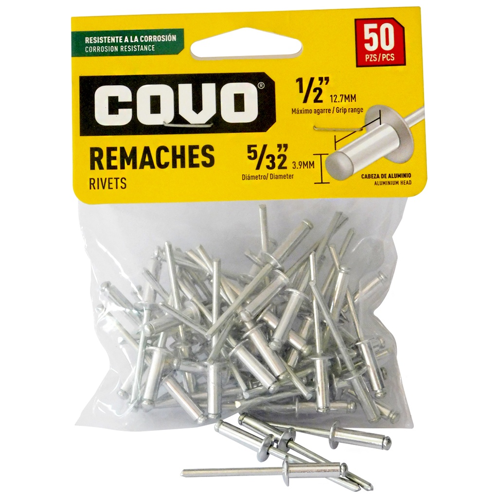 REMACHES 5/32" X 1/2" 50 PIEZAS COVO