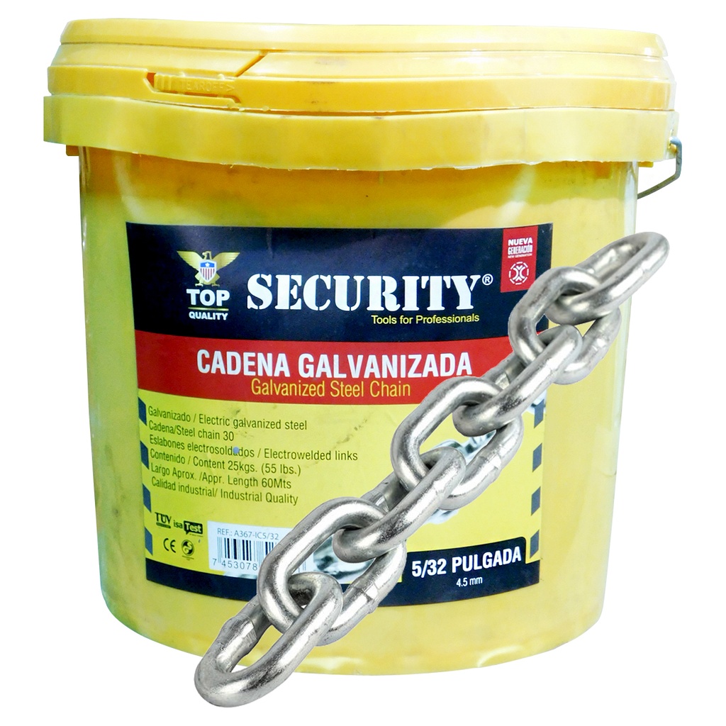 CADENA 5/32" DE ACERO GALVANIZADO SECURITY