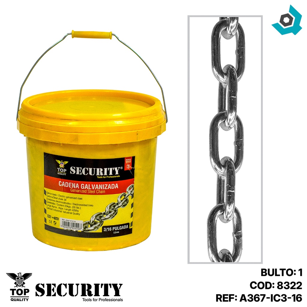 CADENA 3/16" DE ACERO GALVANIZADO SECURITY