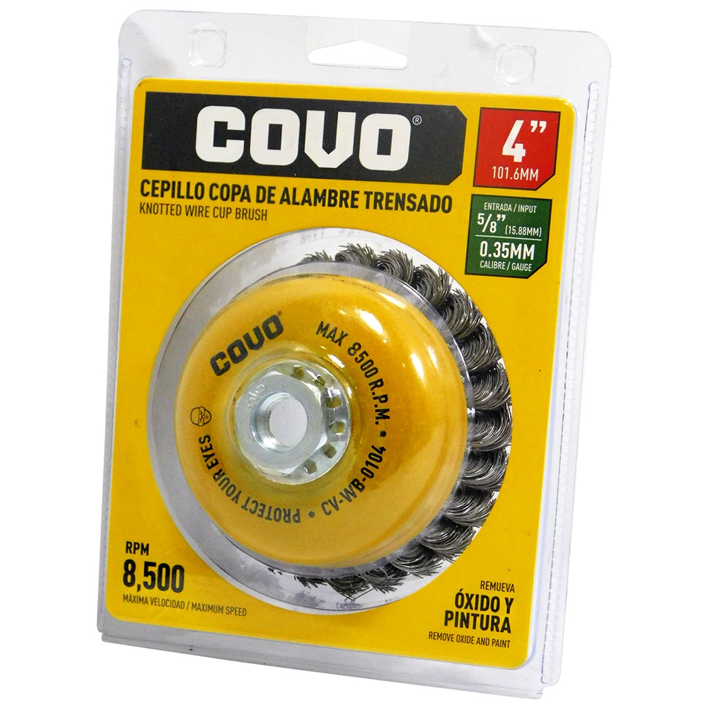 DISCO CEPILLO COPA DE ALAMBRE 4" X 5/8" COVO