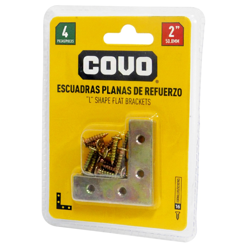 ANGULO PLANO 2" ACERO 4 PZAS COVO