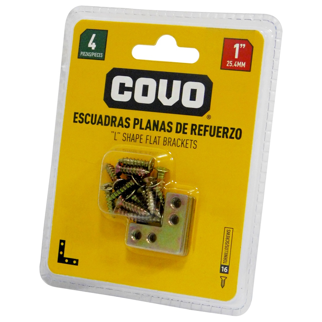 ANGULO PLANO 1" ACERO 4 PZAS COVO