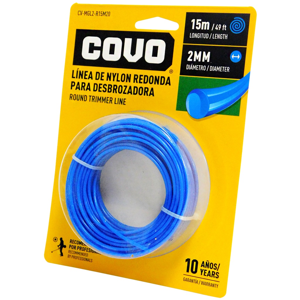 NYLON REDONDO PARA DESMALEZADORA 15MT X 2MM COVO