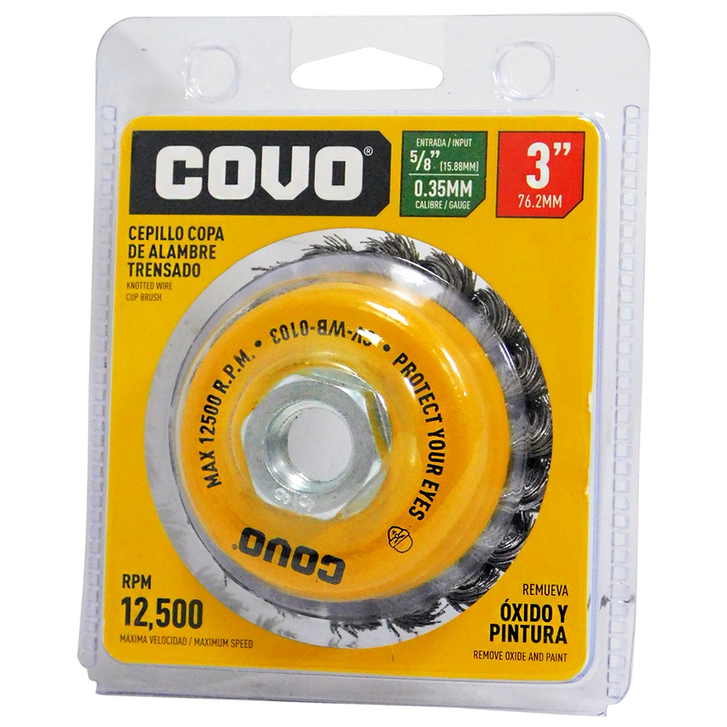DISCO CEPILLO COPA DE ALAMBRE 3" X 5/8" COVO