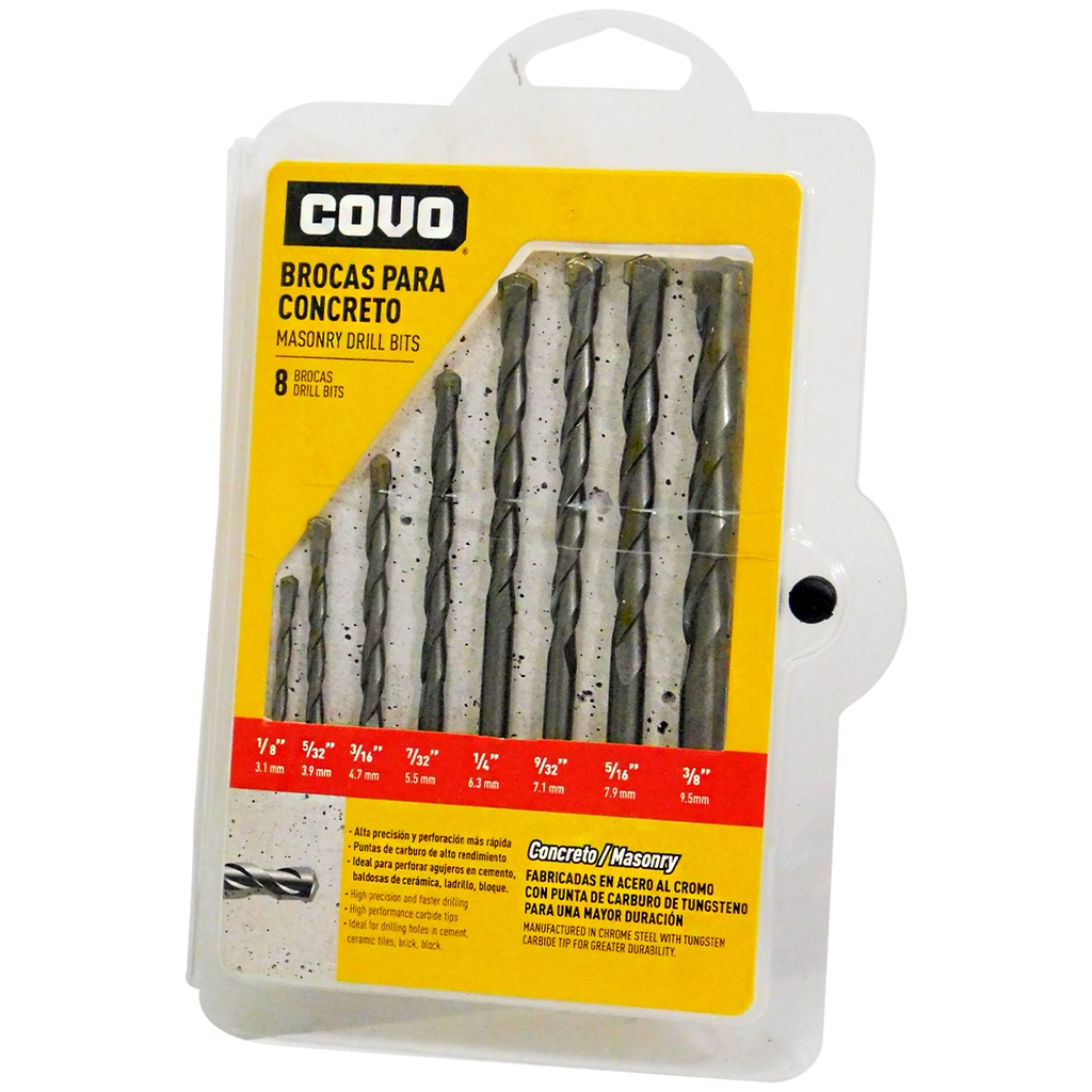 JUEGO DE MECHAS 8 PIEZAS PARA CONCRETO COVO