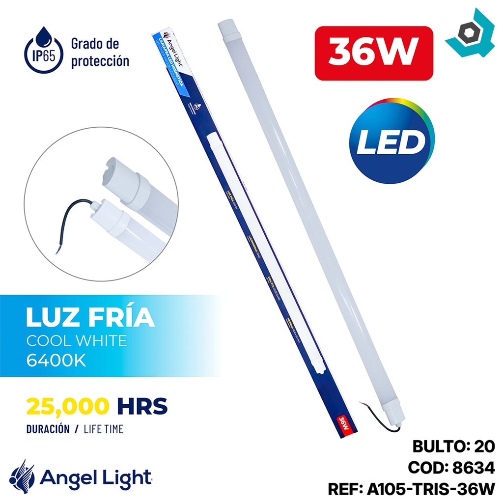 LAMPARA LED DE TUBO 36W IMPERMEABLE ANGEL LIGHT