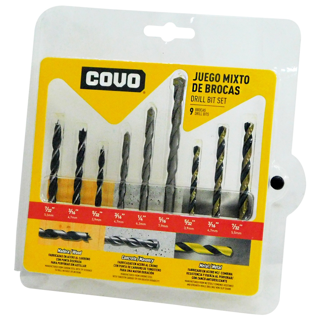 JUEGO DE MECHAS 9 PIEZAS COVO