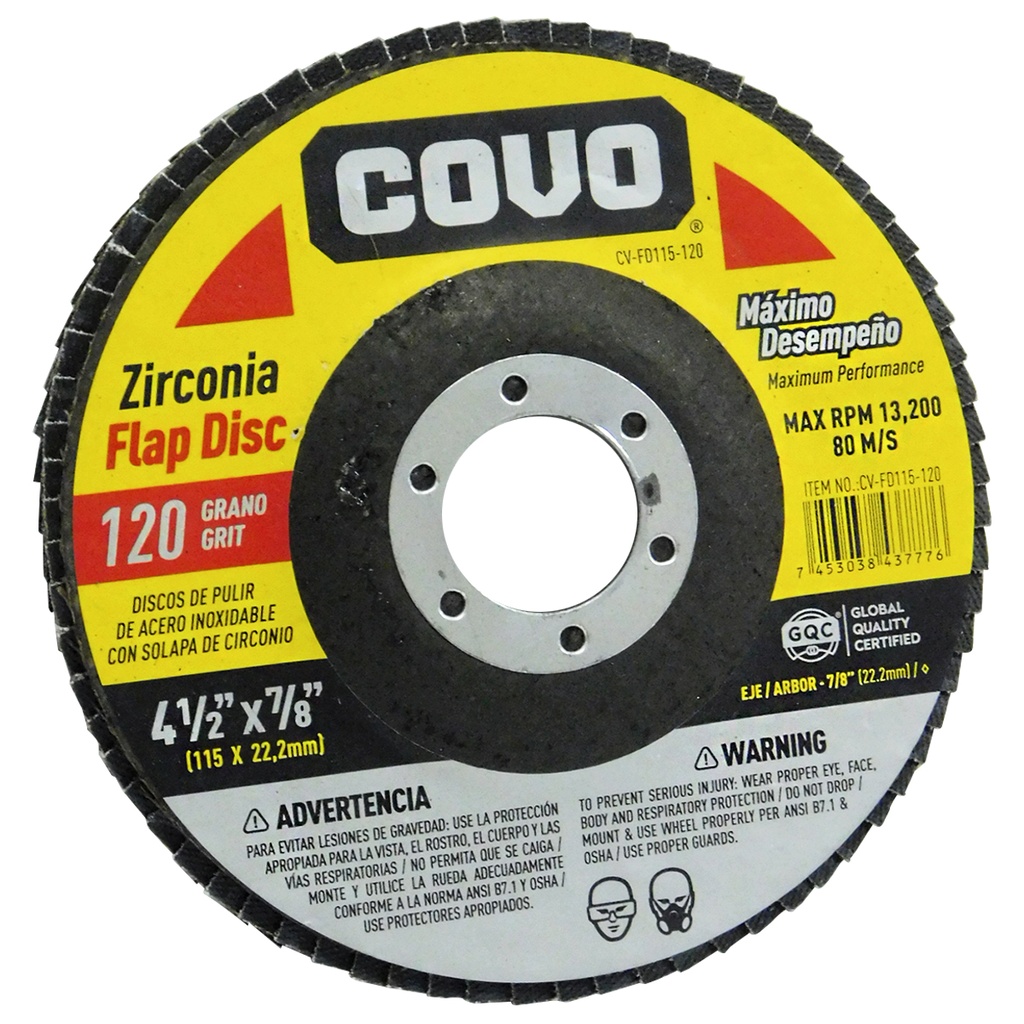 DISCO ABRASIVO 4 1/2" GRANO 120 PARA PULIR COVO