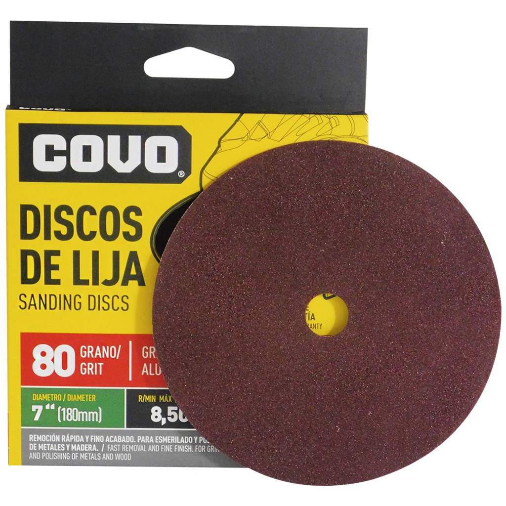 DISCO DE LIJA 7" X 7/8" GRANO 80 COVO