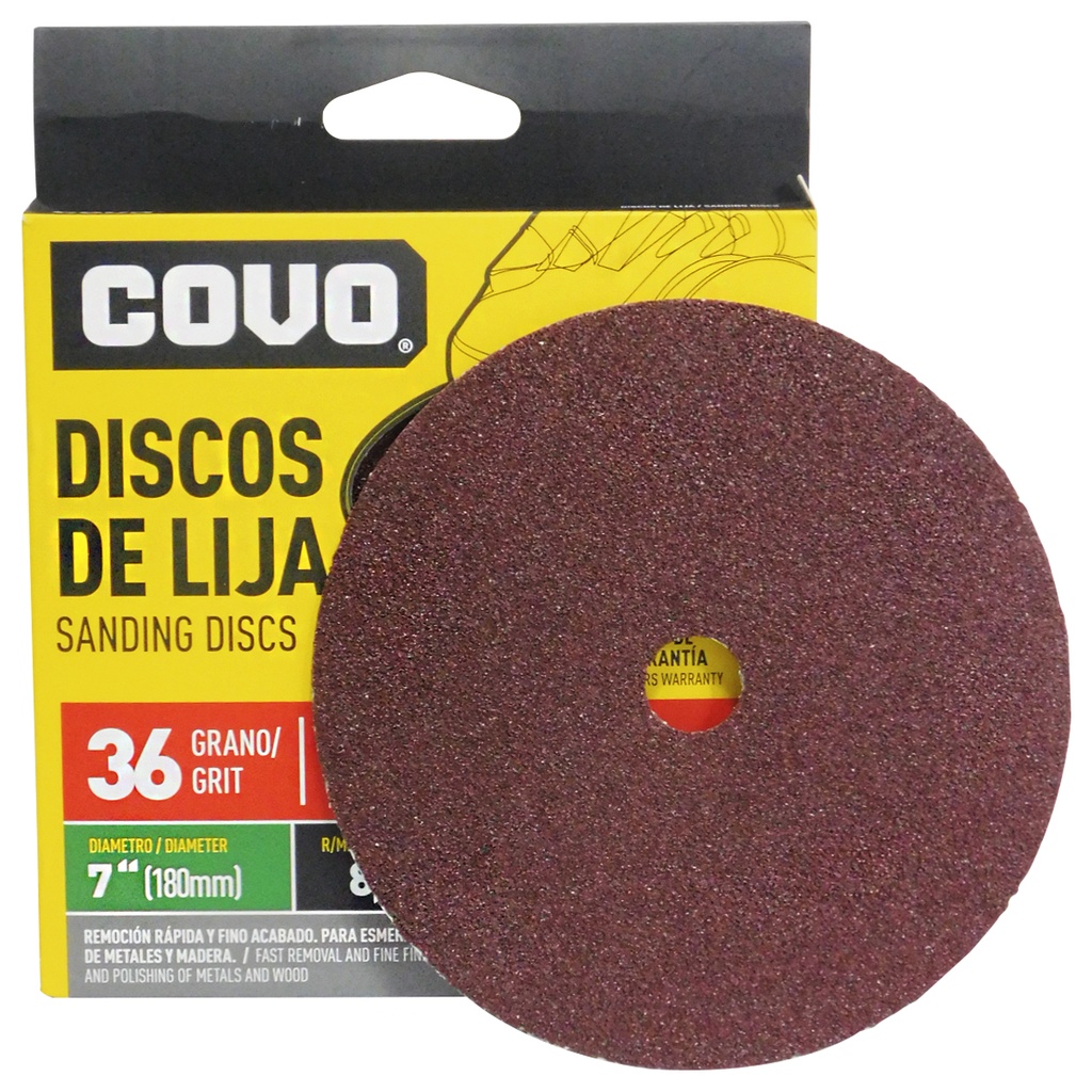 DISCO DE LIJA 7" X 7/8" GRANO 36 COVO