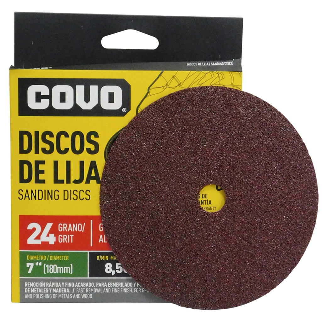 DISCO DE LIJA 7" X 7/8" GRANO 24 COVO