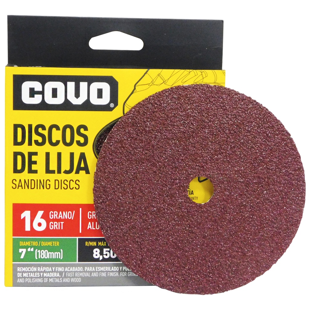 DISCO DE LIJA 7" X 7/8" GRANO 16 COVO