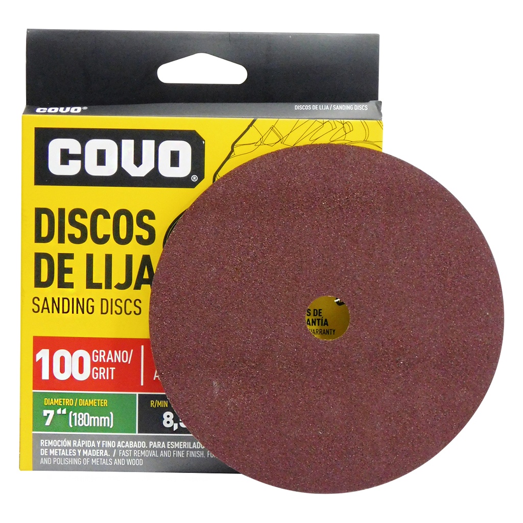 DISCO DE LIJA 7" X 7/8" GRANO 100 COVO