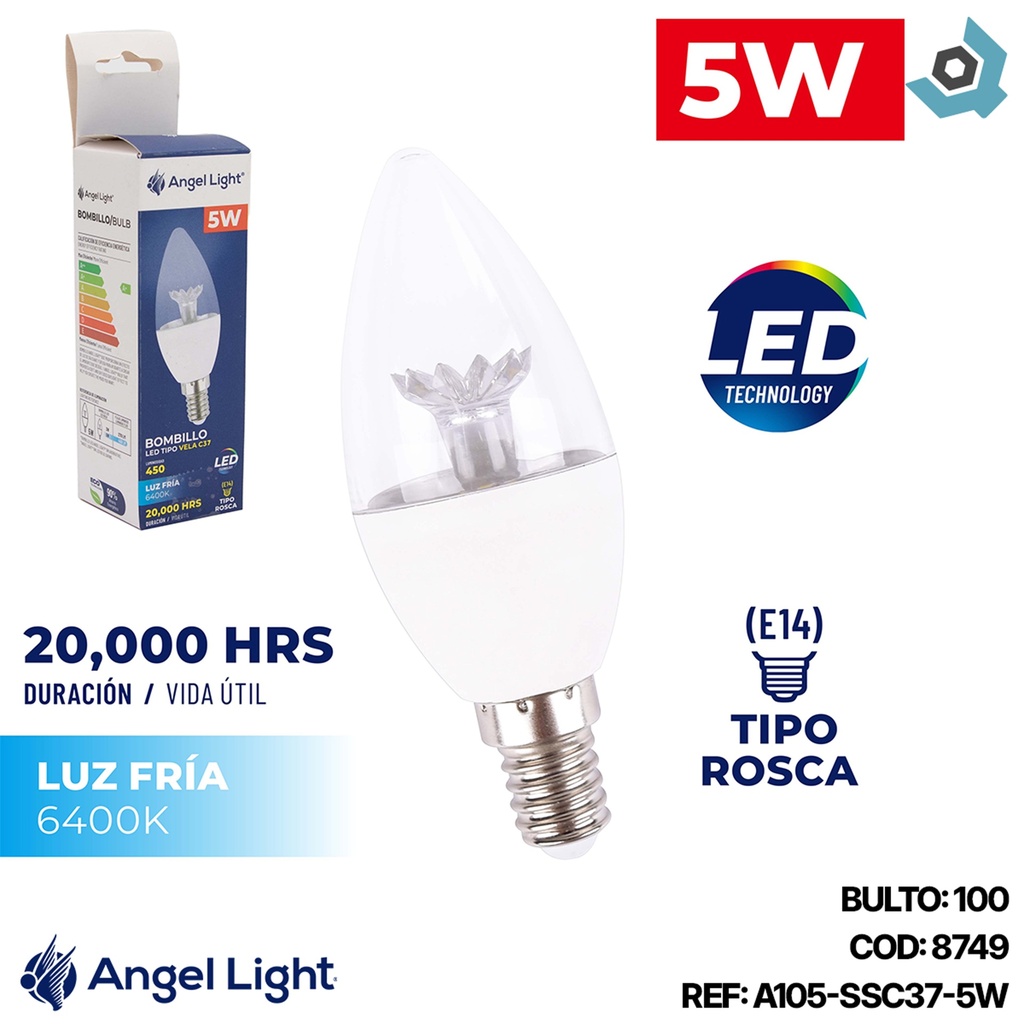 BOMBILLO LED 5W TIPO VELA ANGEL LIGHT