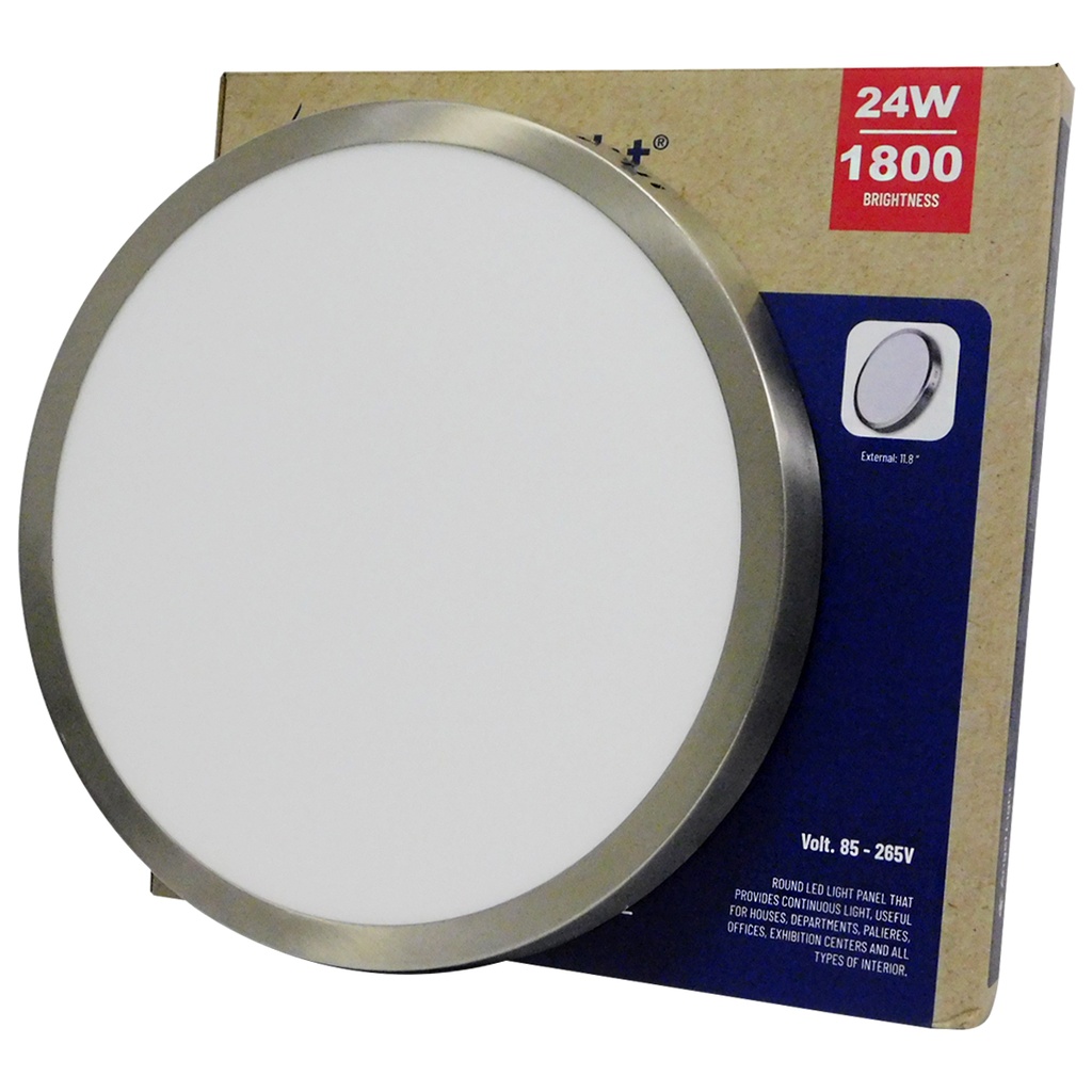 LAMPARA LED SUPERFICIAL REDONDA 24W NIQUELADA LUZ BLANCA ANGEL LIGHT
