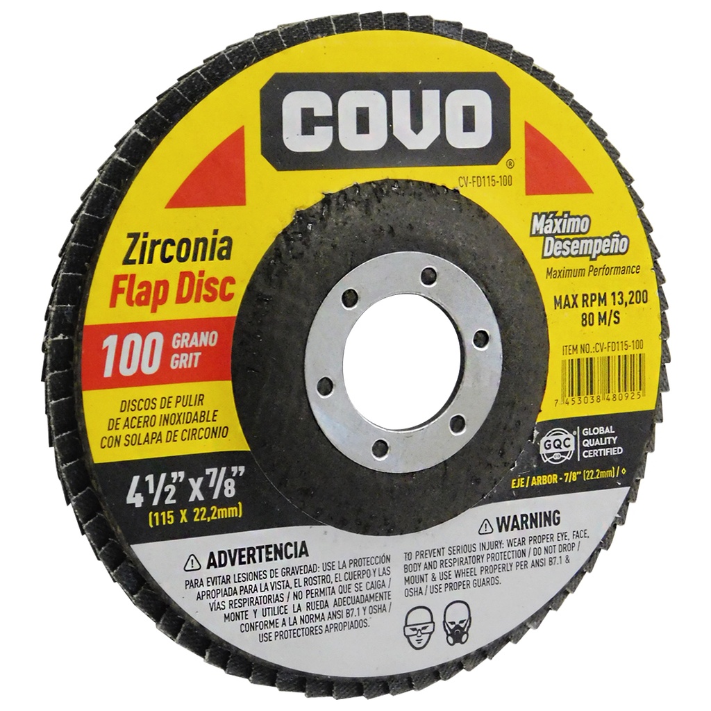 DISCO ABRASIVO 4 1/2" GRANO 100 PARA PULIR COVO