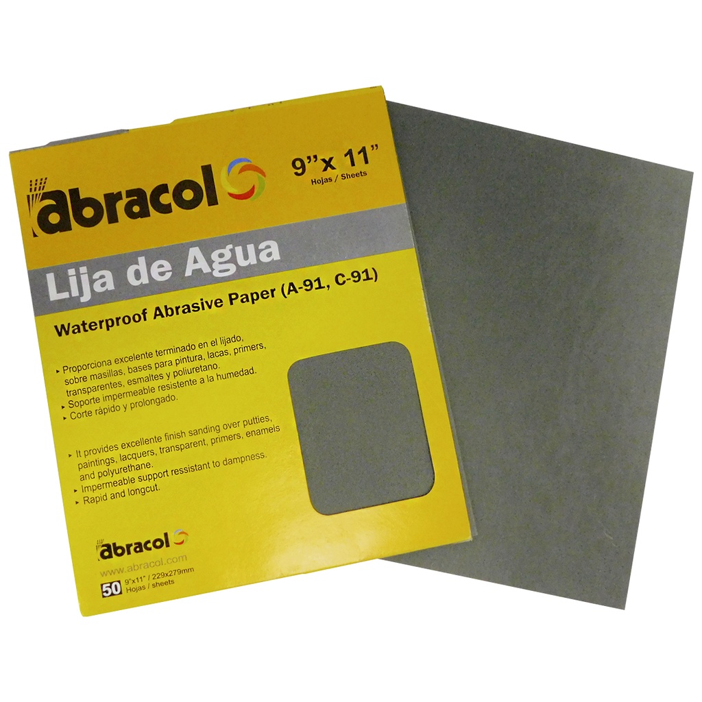 LIJA DE AGUA DE 9" X 11" GRANO 2500 ABRACOL