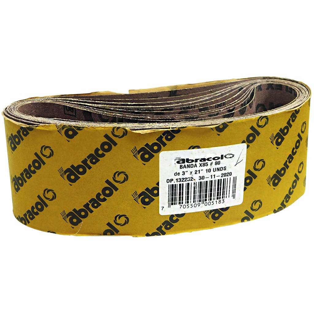 BANDA DE LIJA 3" X 21" GRANO 80 ABRACOL