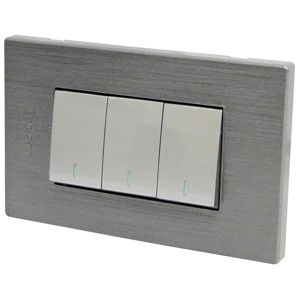 APAGADOR TRIPLE PLATEADO TROEN