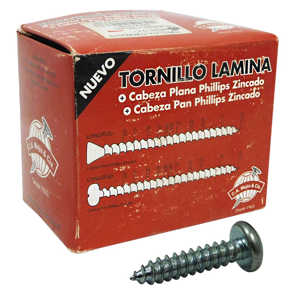 TORNILLO LAMINADO CABEZA PAN #12 X 1" MEJIA