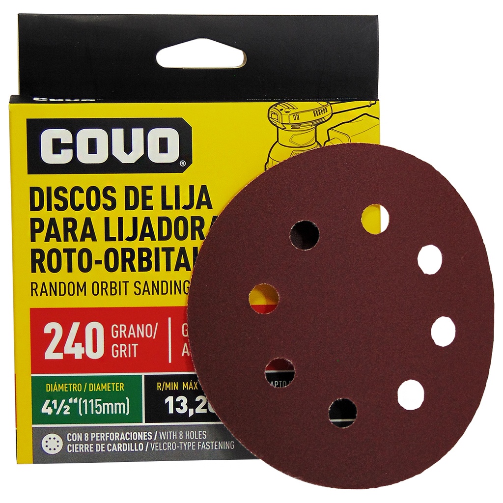 DISCO ABRASIVO 4 1/2" GRANO 240 PARA PULIR COVO