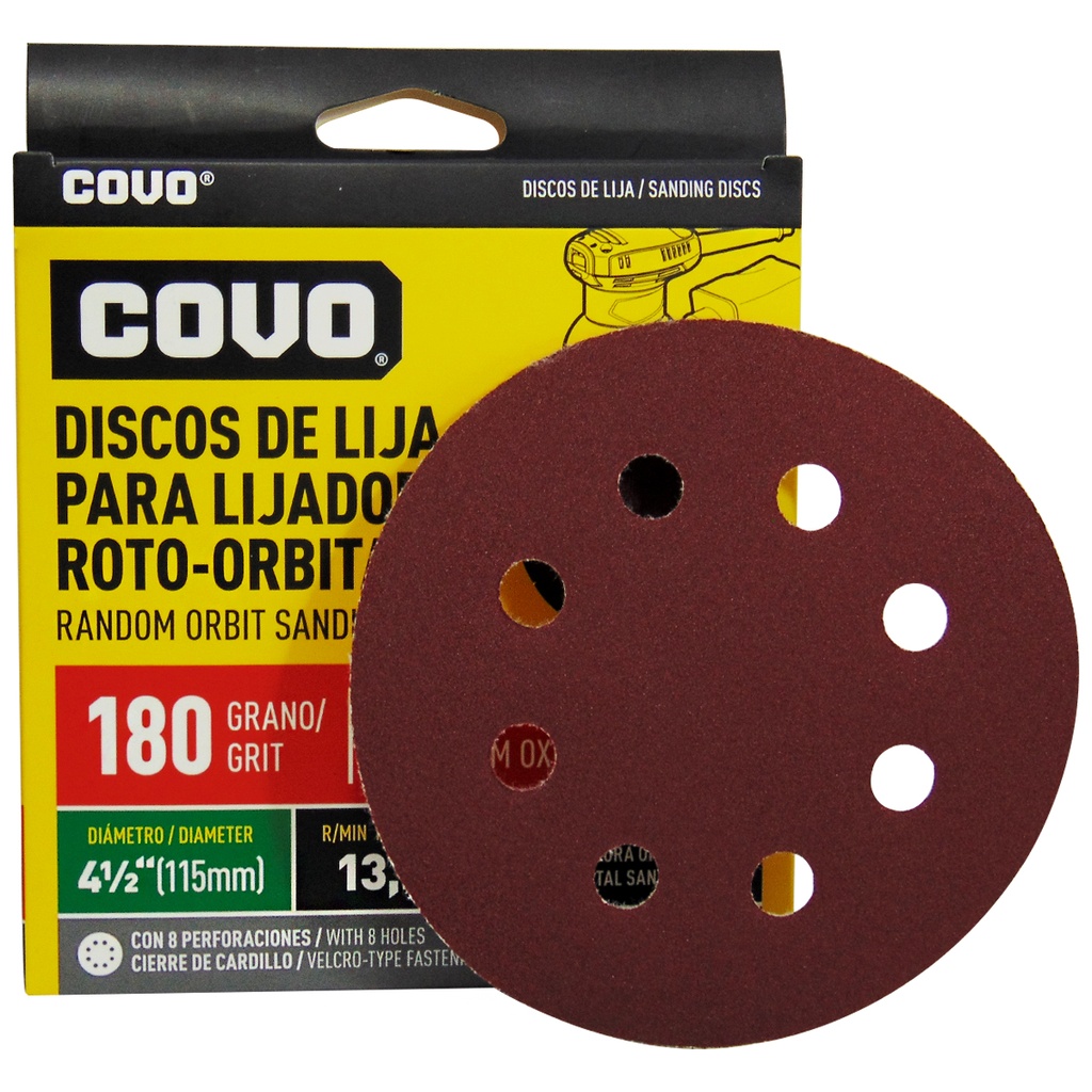 DISCO ABRAISVO 4 1/2" GRANO 180 PARA PULIR COVO