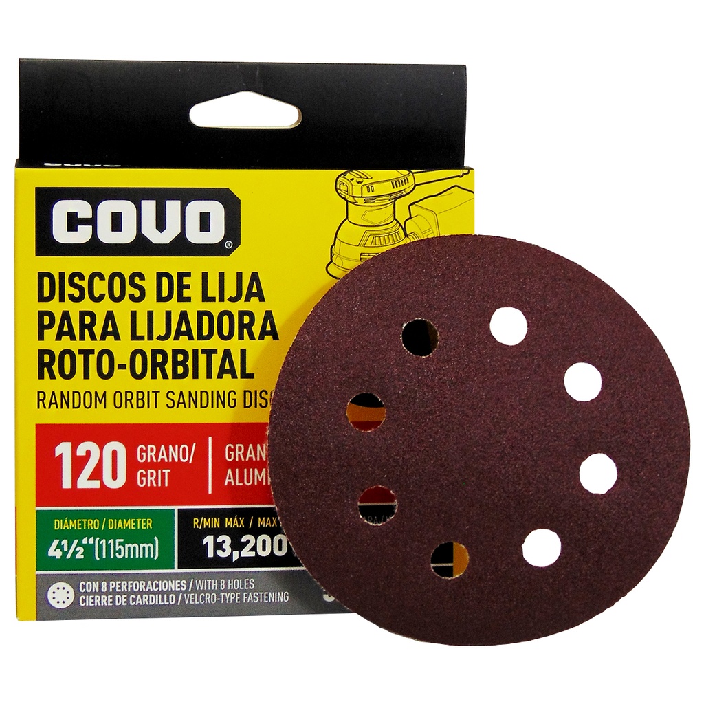 DISCO ABRASIVO 4 1/2" GRANO 120 PARA PULIR COVO