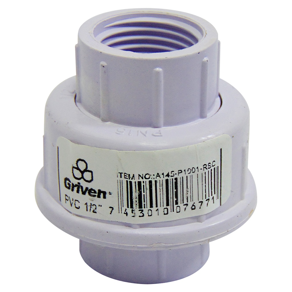 UNION UNIVERSAL 1/2" DE PVC CON ROSCA GRIVEN