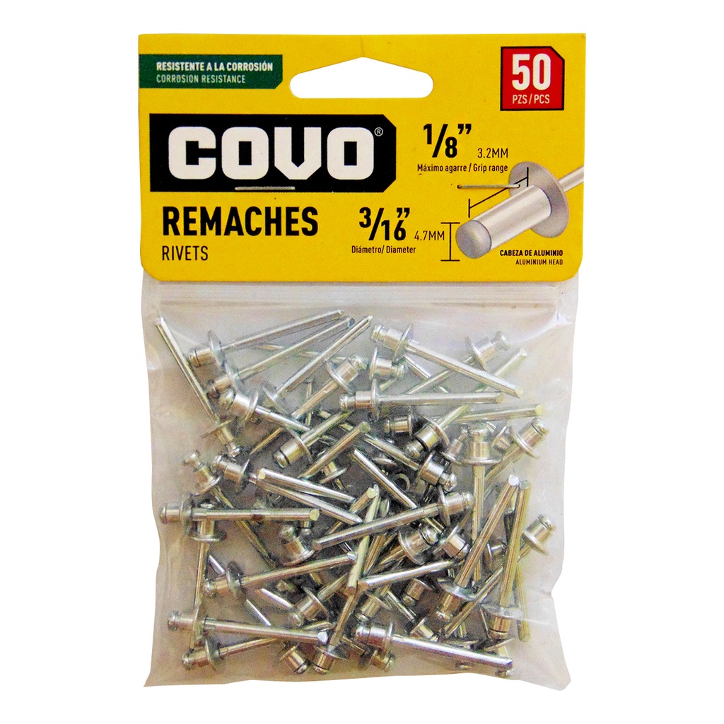 REMACHE 3/16" X 1/8" 50 PIEZAS COVO