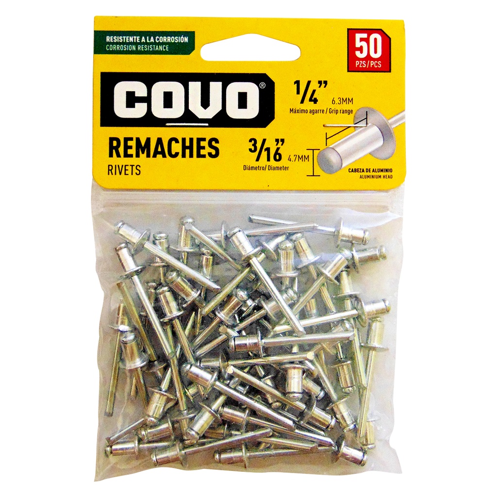 REMACHE 3/16" X 1/4" 50 PIEZAS COVO