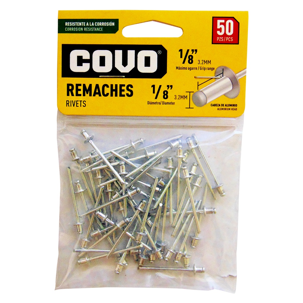 REMACHE 1/8" X 1/8" 50 PIEZAS COVO