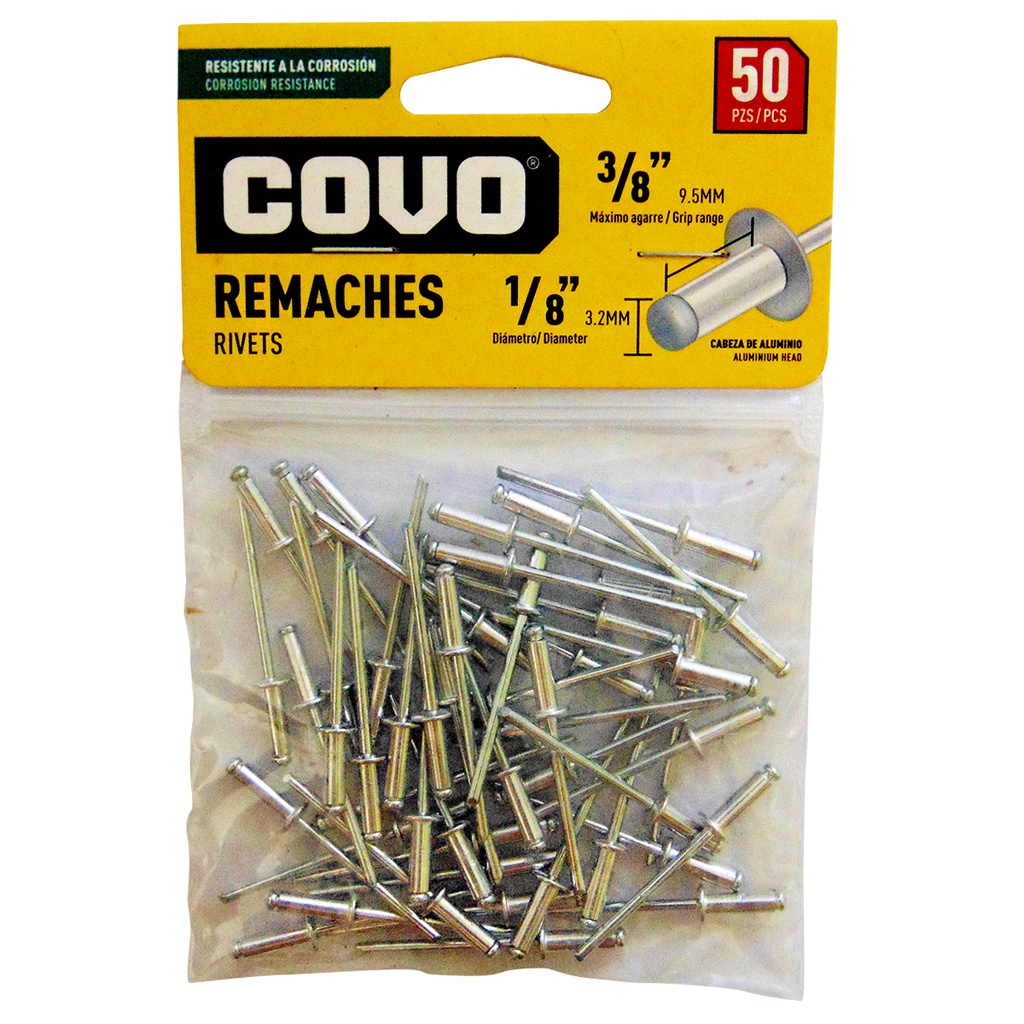 REMACHE 1/8" X 3/8" 50 PIEZAS COVO