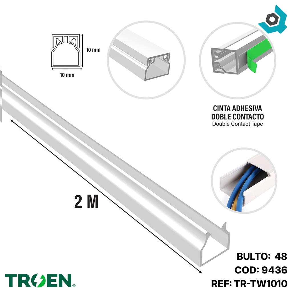 CANALETA DE PVC 10 X 2000MM TROEN
