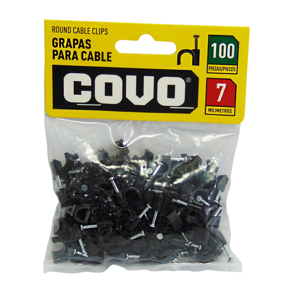 GRAPAS PARA CABLES 7MM NEGRO COVO